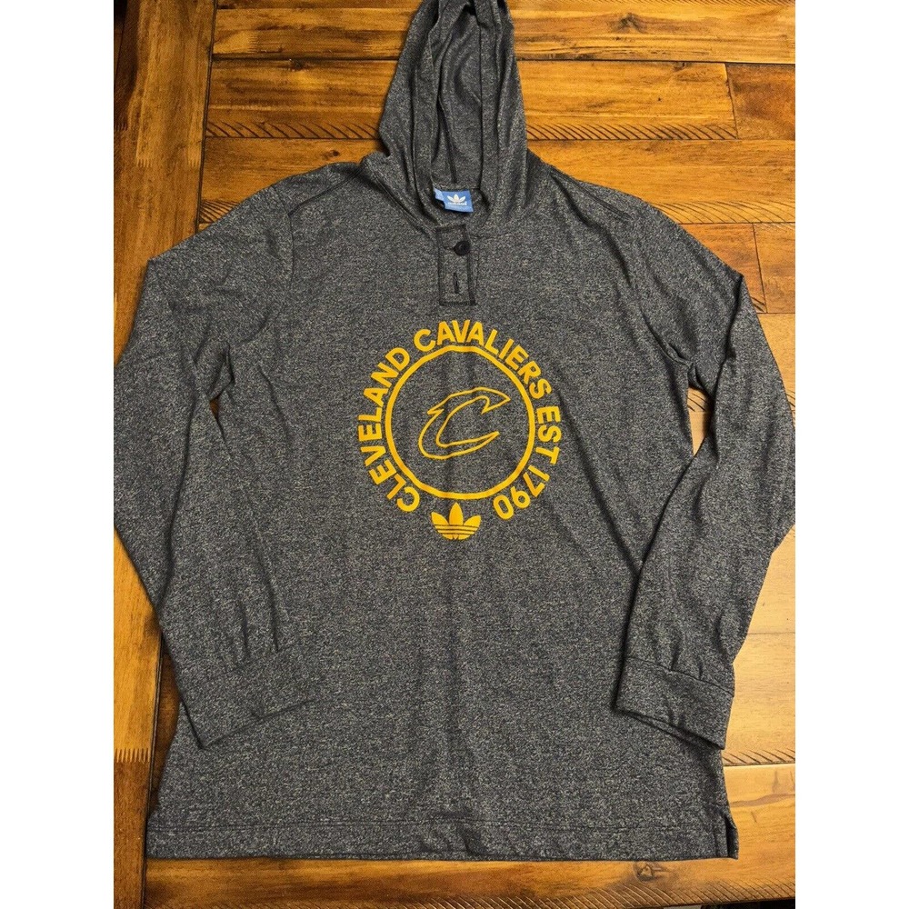 Adidas Cleveland Cavaliers Heather Gray Mens Large Lightweight Hooded Pu…